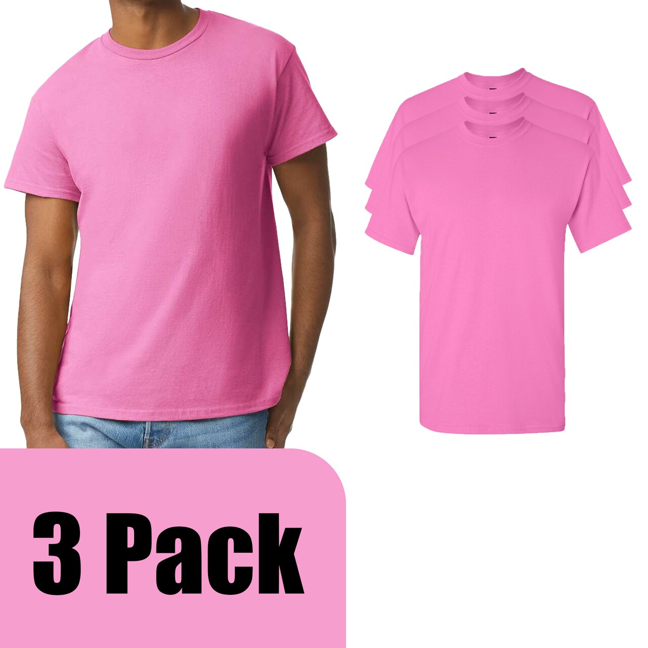 Gildan Men's Ultra Cotton Short Sleeve T-Shirt, Craft Bundle for DIY Printing & Custom Design, Azalea